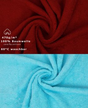 Lot de 10 serviettes débarbouillettes Premium couleur: rouge foncé & turquoise, taille: 30x30 cm de Betz