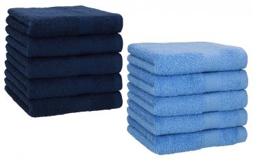 Betz 10 Piece Towel Set PREMIUM 100% Cotton 10 Face Cloths Colour: dark blue & light blue