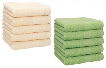 Betz Paquete de 10 piezas de toalla facial PREMIUM tamaño 30x30cm 100% algodón en beige y verde manzana