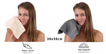 Betz 10 Piece Towel Set PREMIUM 100% Cotton 10 Face Cloths Colour: beige & anthracite