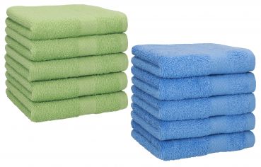 Lot de 10 serviettes débarbouillettes Premium couleur: vert pomme & bleu clair, taille: 30x30 cm de Betz