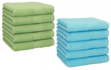 Lot de 10 serviettes débarbouillettes Premium couleur: vert pomme & turquoise, taille: 30x30 cm de Betz