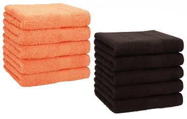 Betz 10 Piece Towel Set PREMIUM 100% Cotton 10 Face Cloths Colour: orange & dark brown