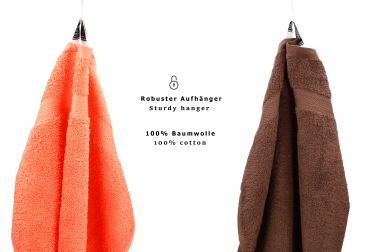 Betz 10 Piece Towel Set PREMIUM 100% Cotton 10 Face Cloths Colour: orange & hazel