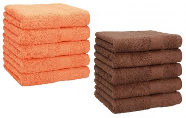 Betz 10 Piece Towel Set PREMIUM 100% Cotton 10 Face Cloths Colour: orange & hazel