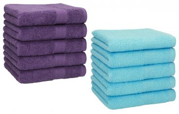 Lot de 10 serviettes débarbouillettes Premium couleur: turquoise & lila, taille: 30x30 cm de Betz