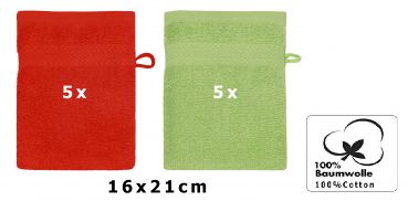 Betz 10 Piece Wash Mitt Set PREMIUM 100% Cotton 10 Wash Mitts Colour: red & apple green