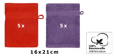 Betz 10 Piece Wash Mitt Set PREMIUM 100% Cotton 10 Wash Mitts Colour: red & purple