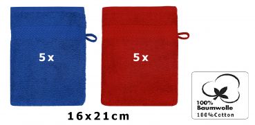 Betz 10 Piece Wash Mitt Set PREMIUM 100% Cotton 10 Wash Mitts Colour: royal blue & dark red