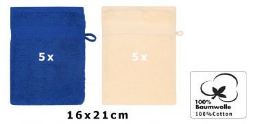 Betz 10 Piece Wash Mitt Set PREMIUM 100% Cotton 10 Wash Mitts Colour: royal blue & beige