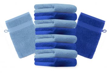 Betz Lot de 10 gants de toilette Premium bleu royal et bleu clair, taille: 16x21 cm