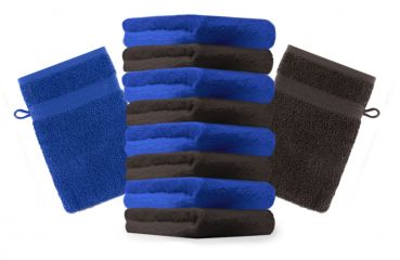 10 Piece Set Wash Mitts Premium Colour: royal blue and dark brown, Size: 16 x 21 cm