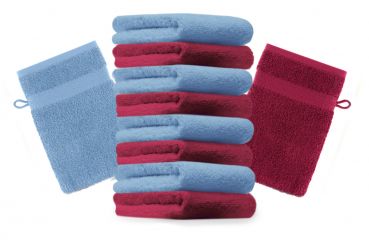 10 Piece Set Wash Mitts Premium Colour: dark red and light blue, Size: 16 x 21 cm