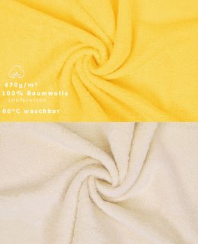 Betz Set di 10 guanti da bagno Premium misure 16 x 21 cm 100% cotone giallo e beige