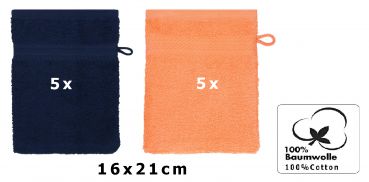 10 Piece Set Wash Mitts Premium Colour: dark blue and orange, Size: 16 x 21 cm