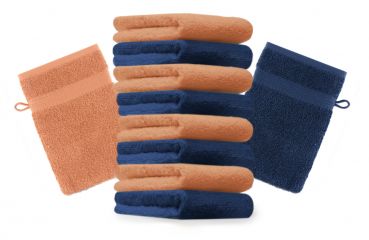 10 Piece Set Wash Mitts Premium Colour: dark blue and orange, Size: 16 x 21 cm