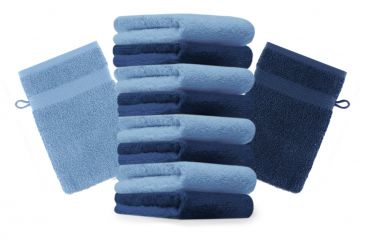 10 Piece Set Wash Mitts Premium Colour: dark blue and light blue, Size: 16 x 21 cm