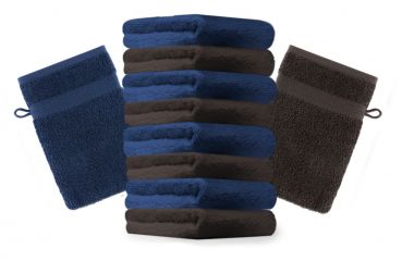 10 Piece Set Wash Mitts Premium Colour: dark blue and dark brown, Size: 16 x 21 cm
