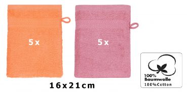 Manopla de baño Premium de 10 piezas, de color naranja y rosa