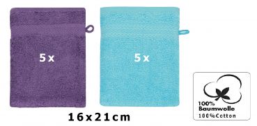 Betz 10 Piece Wash Mitt Set PREMIUM 100% Cotton 10 Wash Mitts Colour: purple & turquoise