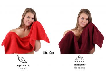 Betz 10 Piece Towel Set CLASSIC 100% Cotton 2 Face Cloths 2 Guest Towels 4 Hand Towels 2 Bath Towels Colour: red & dark red
