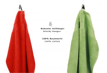 Betz 10 Piece Towel Set CLASSIC 100% Cotton 2 Face Cloths 2 Guest Towels 4 Hand Towels 2 Bath Towels Colour: red & apple green