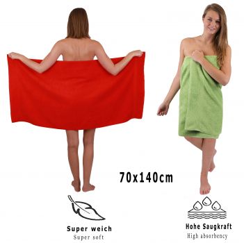 Betz Set di 10 asciugamani Classic 2 lavette 2 asciugamani per ospiti 4 asciugamani 2 asciugamani da doccia 100% cotone colore rosso e verde mela