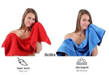 Betz 10 Piece Towel Set CLASSIC 100% Cotton 2 Face Cloths 2 Guest Towels 4 Hand Towels 2 Bath Towels Colour: red & light blue
