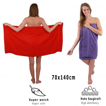 Betz 10 Piece Towel Set CLASSIC 100% Cotton 2 Face Cloths 2 Guest Towels 4 Hand Towels 2 Bath Towels Colour: red & purple