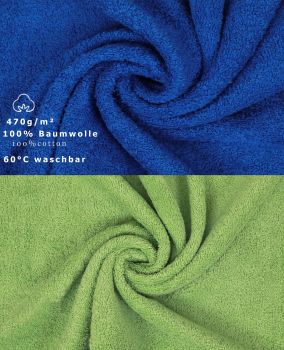 Betz 10-tlg. Handtuch-Set CLASSIC 100% Baumwolle 2 Duschtücher 4 Handtücher 2 Gästetücher 2 Seiftücher Farbe royalblau und apfelgrün