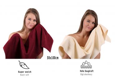 Betz Set di 10 asciugamani Classic-Premium 2 lavette 2 asciugamani per ospiti 4 asciugamani 2 asciugamani da doccia 100 % cotone colore rosso scuro e beige
