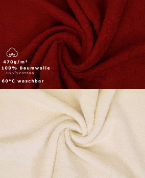 Betz Set di 10 asciugamani Classic-Premium 2 lavette 2 asciugamani per ospiti 4 asciugamani 2 asciugamani da doccia 100 % cotone colore rosso scuro e beige