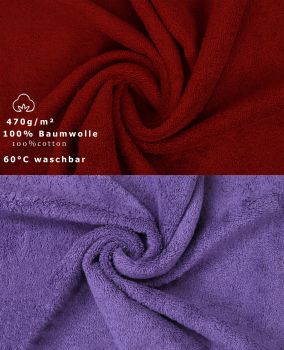 10 Piece Towel Set Classic - Premium dark red & purple, 2 face cloths 30x30 cm, 2 guest towels 30x50 cm, 4 hand towels 50x100 cm, 2 bath towels 70x140 cm