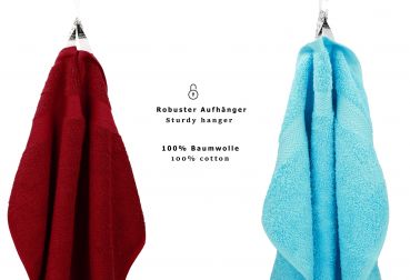 Lot de 10 serviettes Classic, couleur rouge foncé et turquoise, 2 lavettes, 2 serviettes d'invité, 4 serviettes de toilette, 2 serviettes de bain de Betz