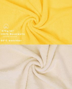 10 Piece Towel Set Classic - Premium yellow & beige, 2 face cloths 30x30 cm, 2 guest towels 30x50 cm, 4 hand towels 50x100 cm, 2 bath towels 70x140 cm