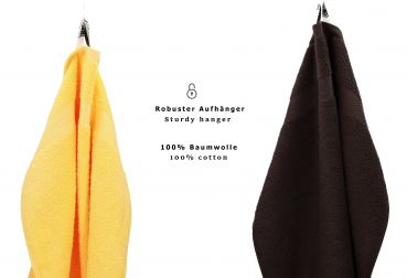 Betz Juego de 10 toallas CLASSIC 100% algodón en amarillo y marrón oscuro