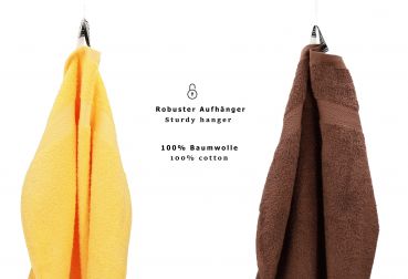 Betz Juego de 10 toallas CLASSIC 100% algodón en amarillo y marrón nuez