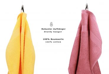 Betz Set di 10 asciugamani Classic-Premium 2 lavette 2 asciugamani per ospiti 4 asciugamani 2 asciugamani da doccia 100 % cotone colore giallo e rosa antico