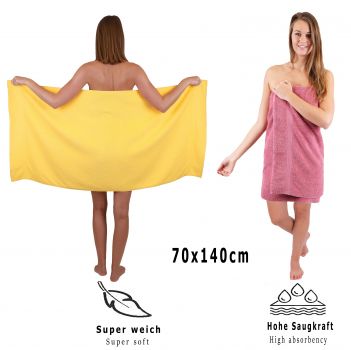 Betz 10 Piece Towel Set CLASSIC 100% Cotton 2 Face Cloths 2 Guest Towels 4 Hand Towels 2 Bath Towels Colour: yellow & old rose