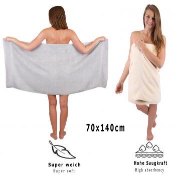 Betz Juego de 10 toallas CLASSIC 100% algodón en gris plara y beige
