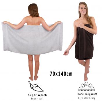 Betz 10 Piece Towel Set CLASSIC 100% Cotton 2 Face Cloths 2 Guest Towels 4 Hand Towels 2 Bath Towels Colour: silver grey & dark brown