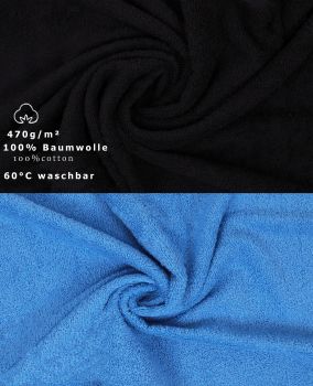 Betz Juego de 10 toallas CLASSIC 100% algodón en negro y azul claro