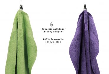 Betz Juego de 10 toallas CLASSIC 100% algodón en verde manzana y morado
