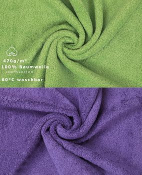 Betz 10-tlg. Handtuch-Set CLASSIC 100% Baumwolle 2 Duschtücher 4 Handtücher 2 Gästetücher 2 Seiftücher Farbe apfelgrün und lila