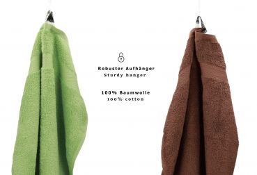 Betz Juego de 10 toallas CLASSIC 100% algodón en verde manzana y marrón nuez