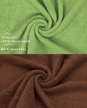 Betz 10 Piece Towel Set CLASSIC 100% Cotton 2 Face Cloths 2 Guest Towels 4 Hand Towels 2 Bath Towels Colour: apple green & hazel
