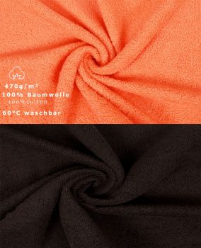 Betz Juego de 10 toallas CLASSIC 100% algodón en naranja y marrón oscuro