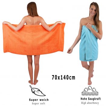Betz Juego de 10 toallas CLASSIC 100% algodón en naranja y turquesa