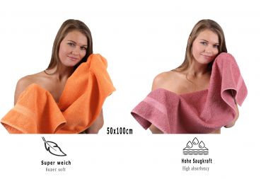 Betz Set di 10 asciugamani Classic-Premium 2 lavette 2 asciugamani per ospiti 4 asciugamani 2 asciugamani da doccia 100 % cotone colore arancione e rosa antico