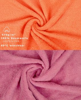 Betz Set di 10 asciugamani Classic-Premium 2 lavette 2 asciugamani per ospiti 4 asciugamani 2 asciugamani da doccia 100 % cotone colore arancione e rosa antico